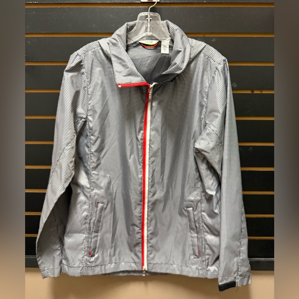 Izod Performance Gray Gingham Lightweight Zip Jac… - image 1